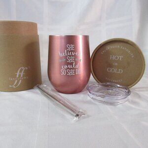 12oz Stainless Hot/Cold Tumbler- She Believed She Could So She Did Congrats Gift